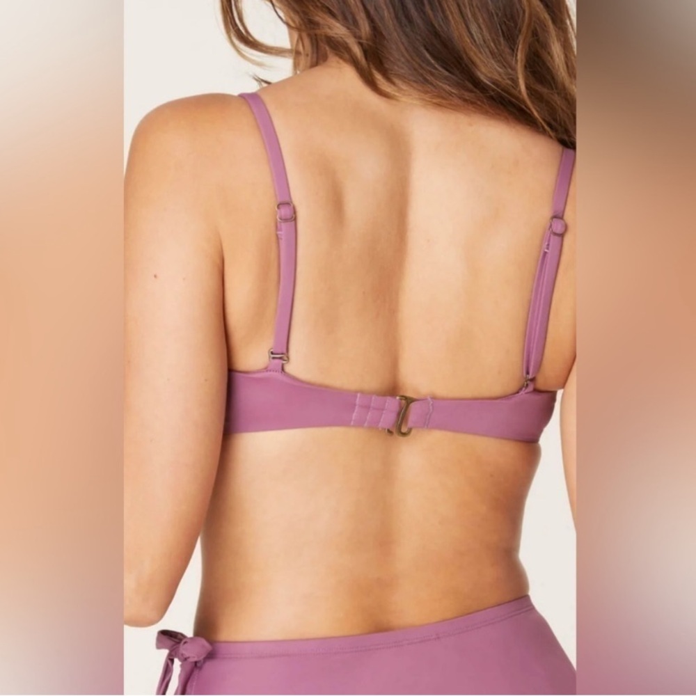 Andie Bora Bora Bandeau Bikini Top Swimsuit Purple Cactus Flower Straight Neck - Picture 5 of 13